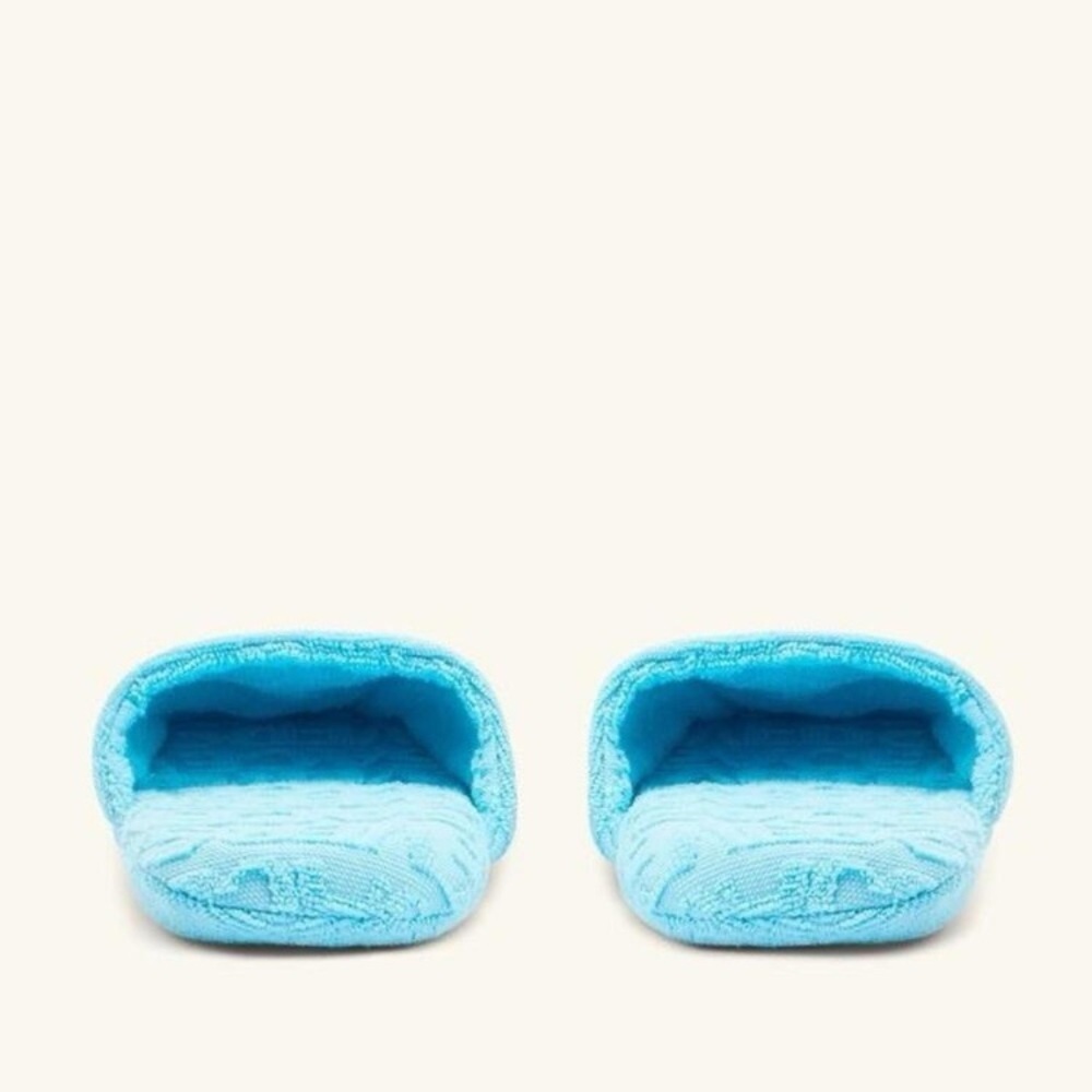 Versace S(5-6) La Vacanza Blue Bath Polka Dot Spa Slippers Terry Jacquard NWT - Picture 9 of 9